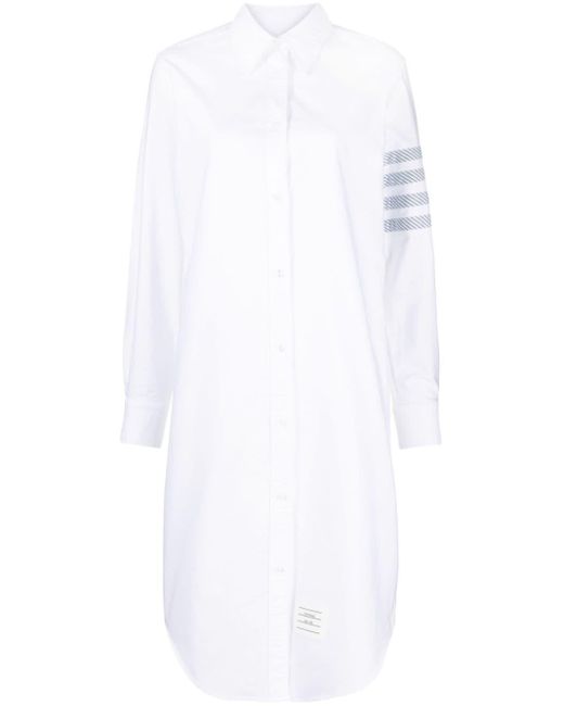 Thom Browne White Hemdkleid mit Logo-Streifen