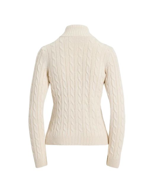 Ralph Lauren White Cable-Knit Zipped Jacket
