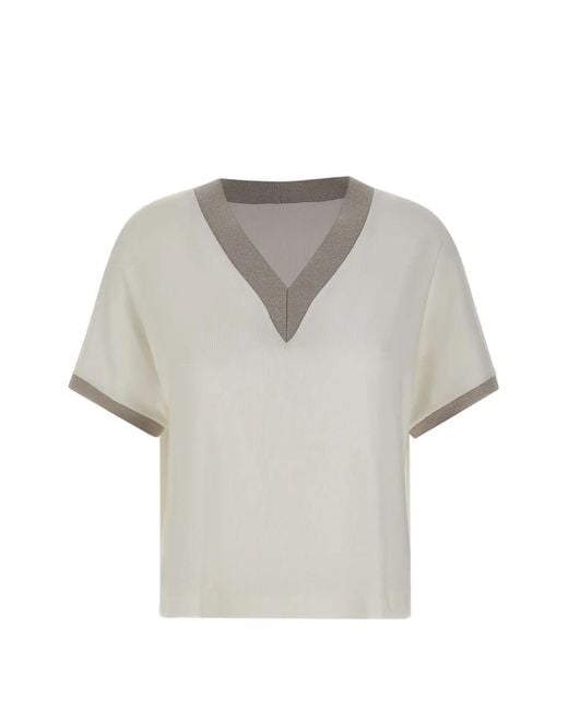 Gran Sasso Gray Micro-Ribbed V-Neck Sweater