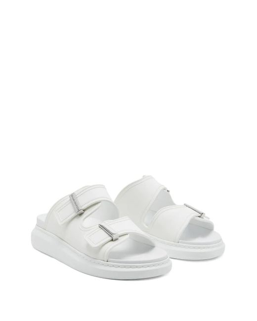 McQueen White Double-Buckle Slides for men