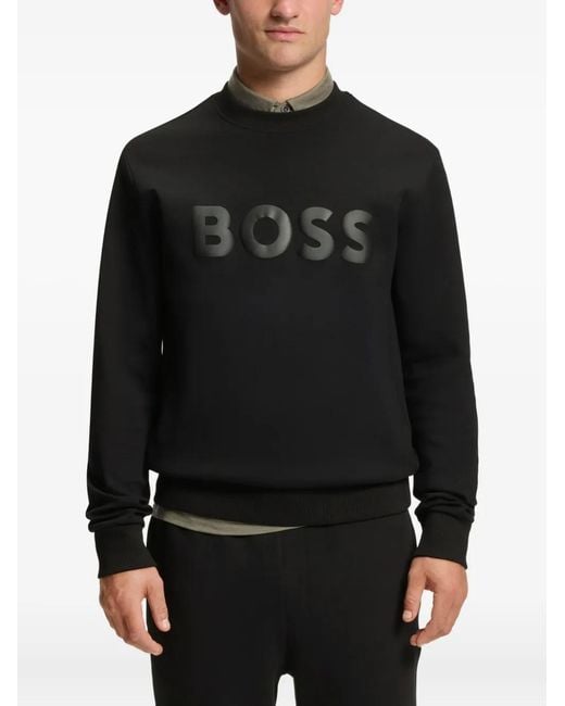 Boss Black Logo-Print Crew-Neck Sweatshirt for men