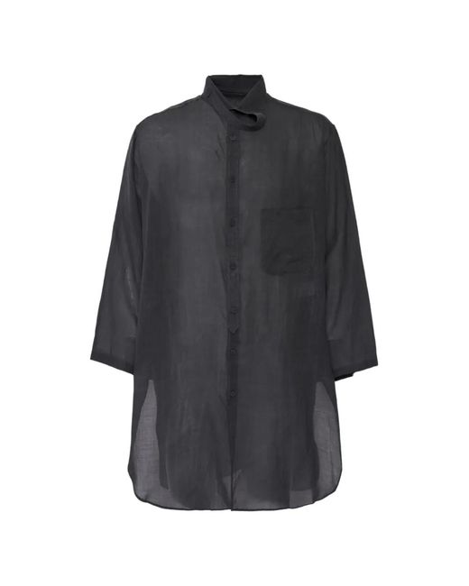 Yohji Yamamoto Blue Asymmetric-Collar Shirt for men