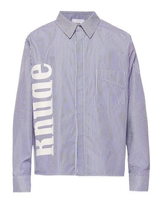 Rhude Purple Stripe-Pattern Logo-Print Shirt for men