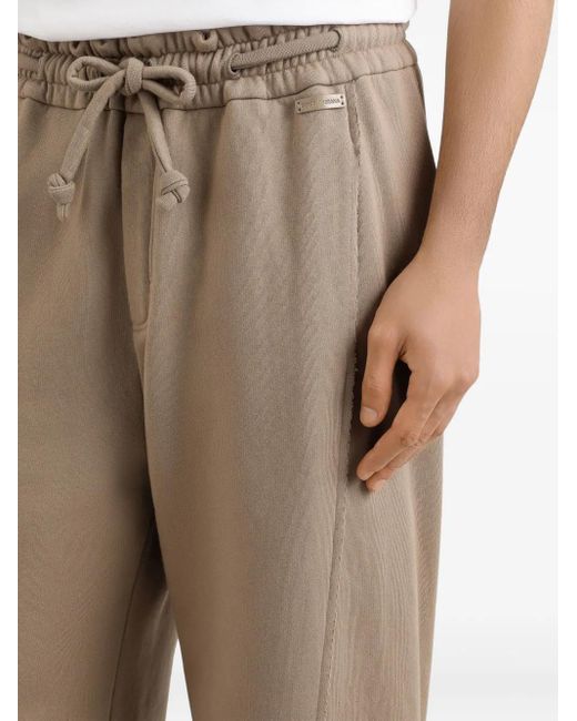 Dolce & Gabbana Natural Drawstring Frayed-Edge Track Pants for men