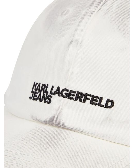Karl Lagerfeld White Logo-Embroidered Baseball Cap