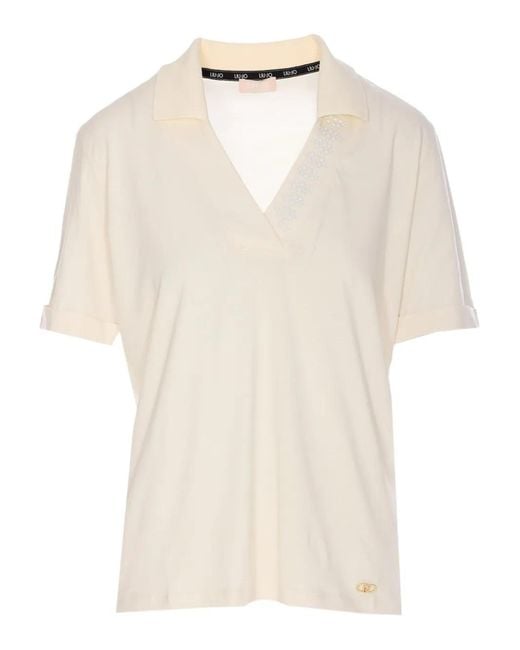 Liu Jo Natural Short-Sleeve Polo Top
