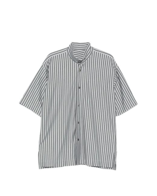 Homme Plissé Issey Miyake Gray Chemise Rayée À Col Montant for men