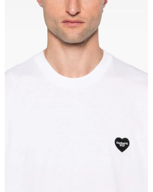 Carhartt White Logo Cotton T-Shirt for men