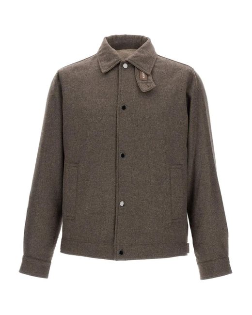 Woolrich Brown Wool Blend Shirt Jacket for men