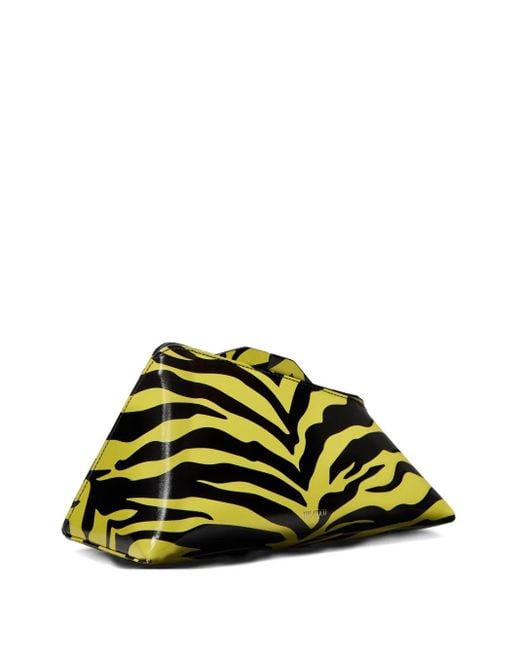 The Attico Zebra-print Clasp Clutch Green