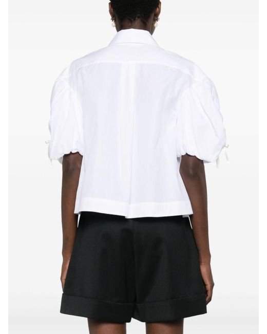 Simone Rocha White Puff-sleeve Cotton Shirt