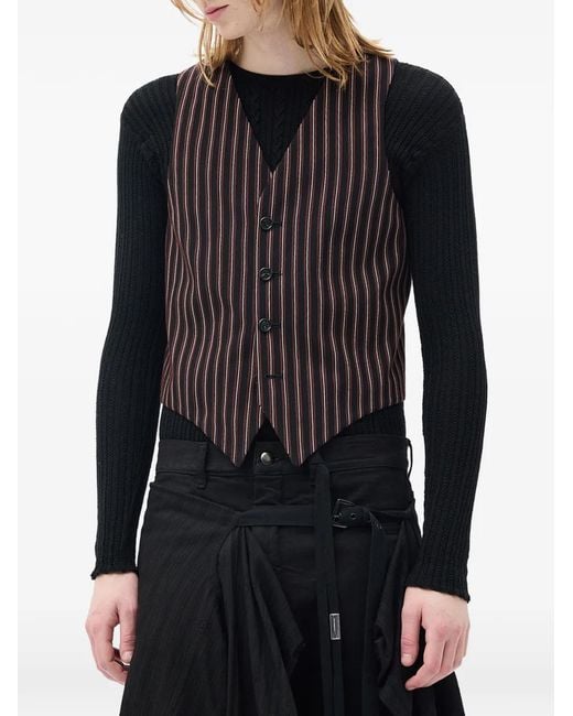 Ann Demeulemeester Black Kaare Pinstripe-Pattern Waistcoat for men
