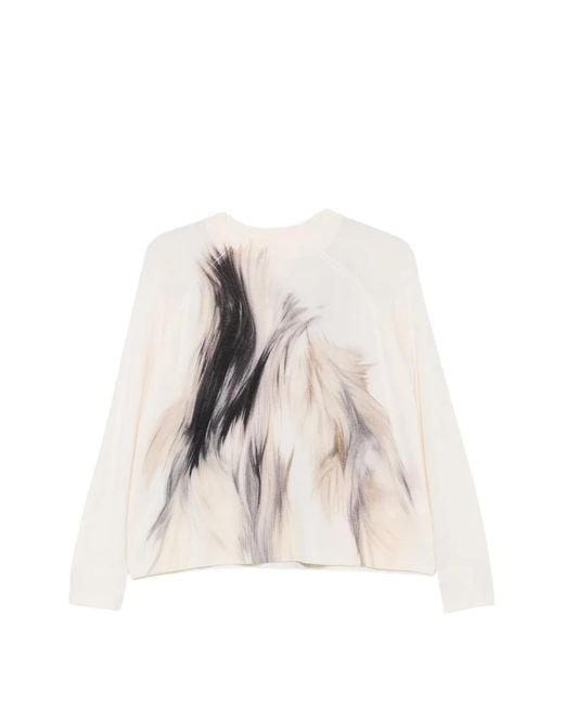 Psophia Natural Graphic-Print Raglan-Sleeve Sweater