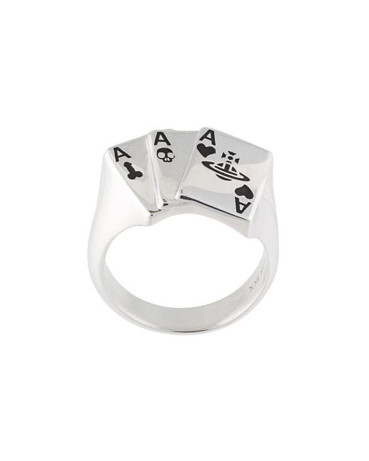 Vivienne Westwood Metallic Marvin Card-shaped Ring for men