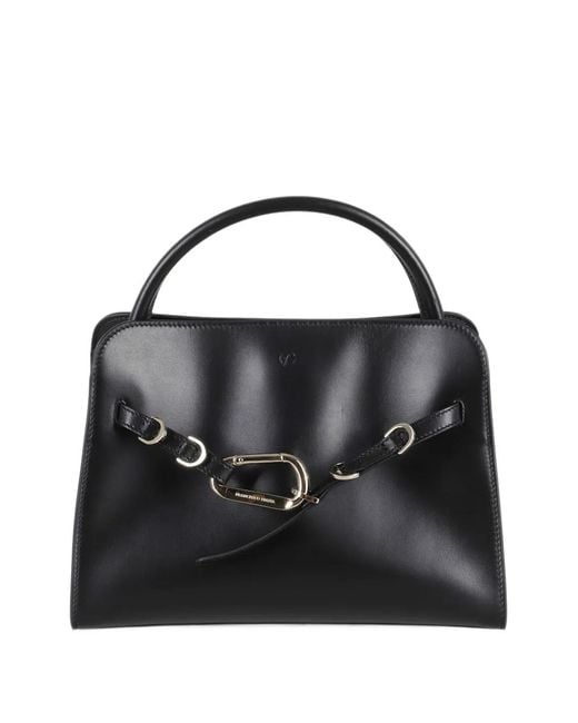 Francesco Biasia Black Iconic Hot Minute Carabiner-Detail Leather Tote Bag
