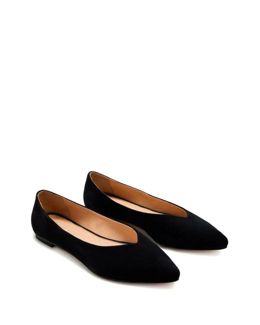 House Of Ballerinas Black Pointed-toe Suede Ballet Flats