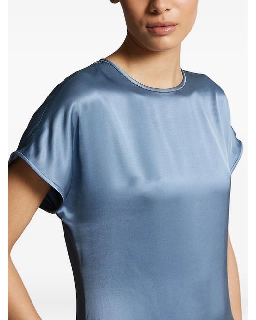 Vestido midi de satén con apliques Peserico de color Blue