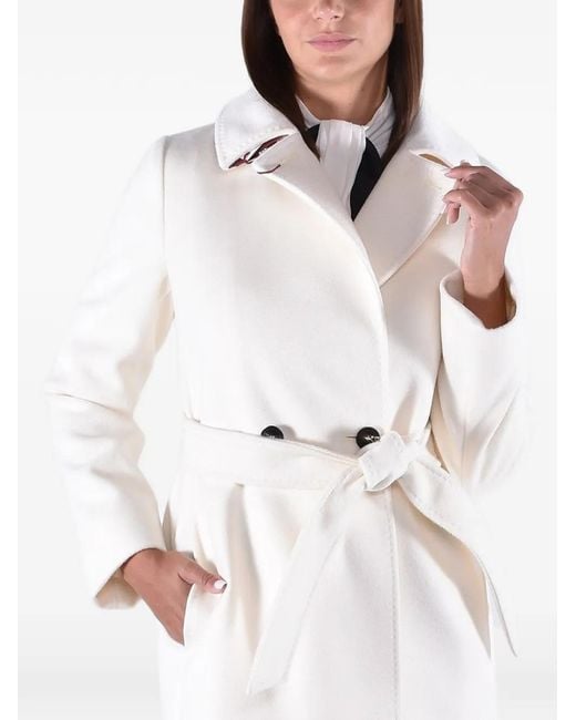 Max Mara White Bcollag Double-Breasted Belted Coat