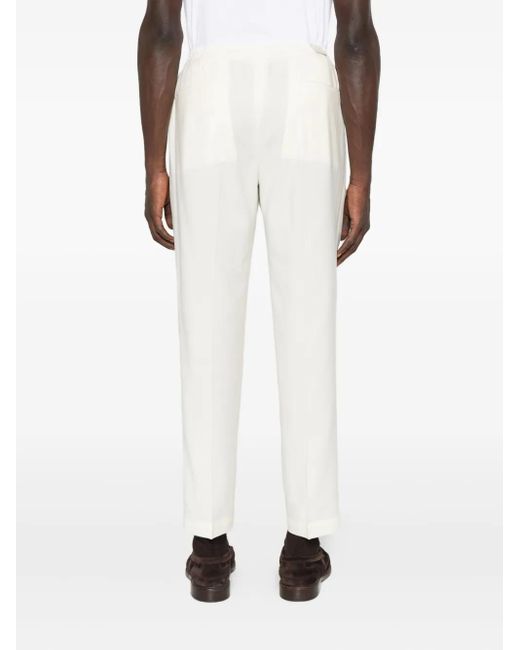 Briglia 1949 White Pleated Drawstring Trousers for men