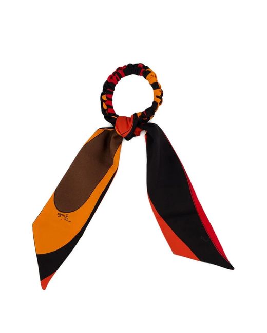 Emilio Pucci Black Marmo-Print Bow Scrunchie