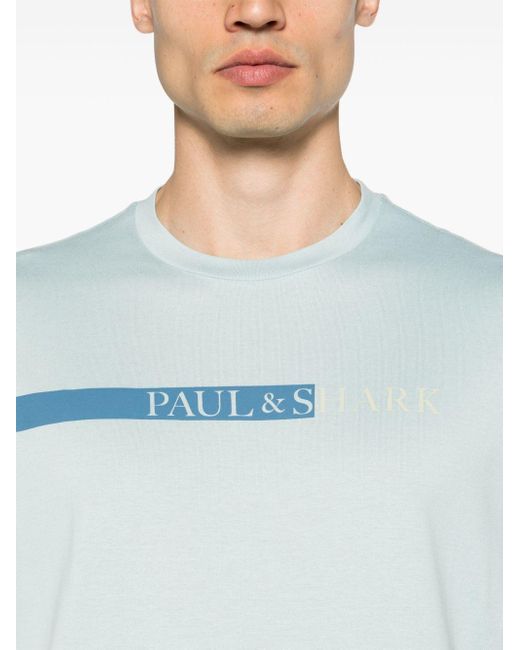 Paul & Shark Blue Logo-print Cotton T-shirt for men