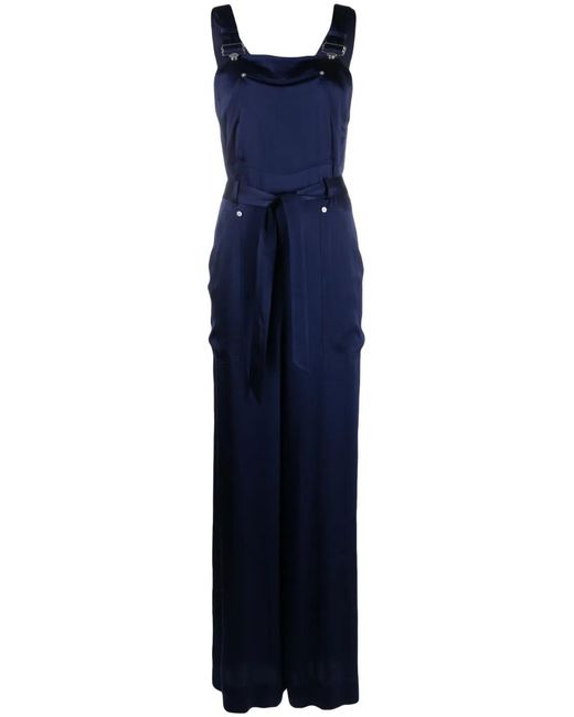 Alberta Ferretti Blue Contrasting-Stitch Jumpsuit