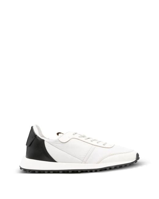 Buttero White Two-Tone Panelled Sneakers for men