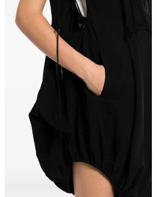 Yohji Yamamoto Black String-Gather Asymmetric Dress