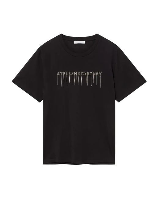 Embroidered -logo T-shirt de Stella McCartney de color Negro Lyst