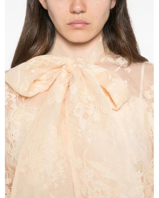 Zimmermann Natural Pussy-Bow Lace Blouse