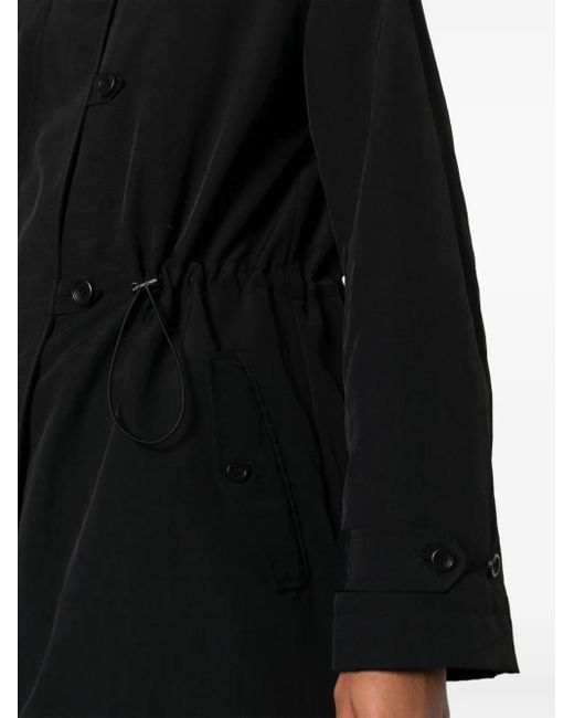 Emporio Armani Black Hooded Single-Breasted Coat