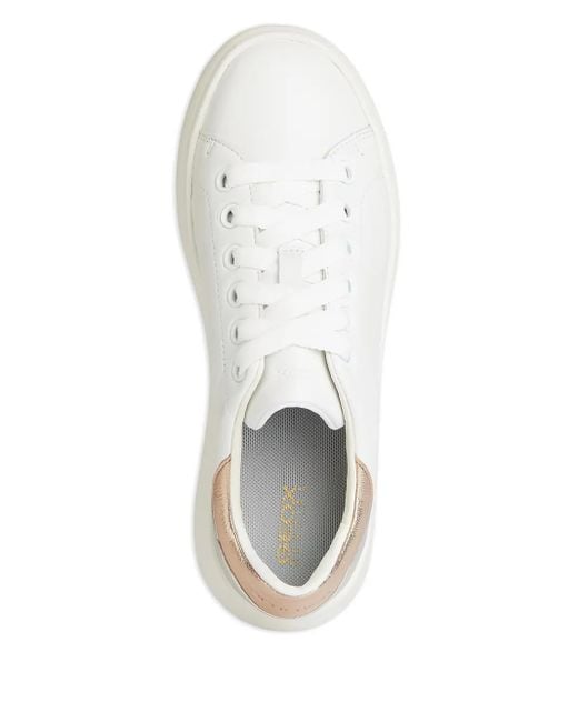Geox White Spherica Ec4.1 Leather Sneakers