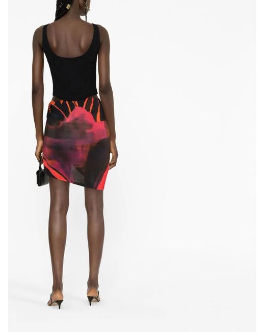 Louisa Ballou Red Coastline Queen-Print Draped Miniskirt