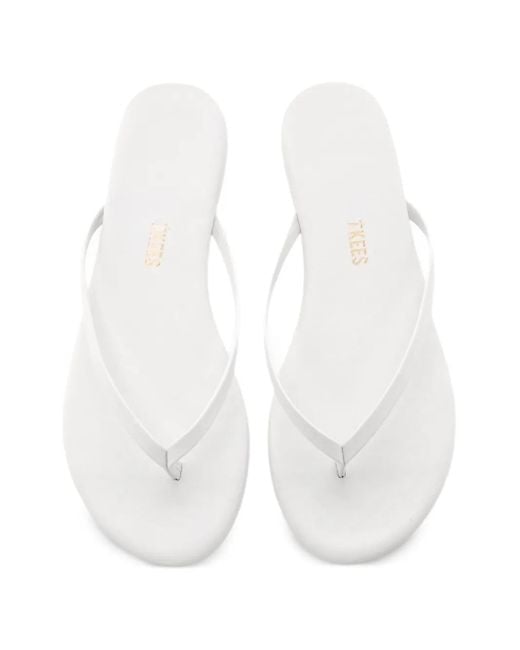TKEES White Leather Flat Sandals
