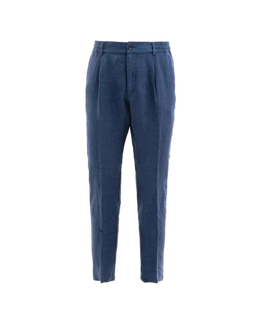 Cruna Blue Mitte Pleated Trousers for men