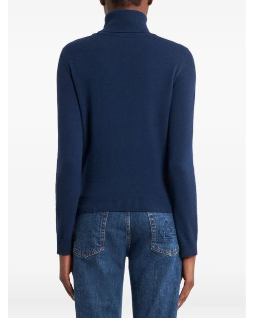 Etro Blue Roll-Neck Printed Sweater