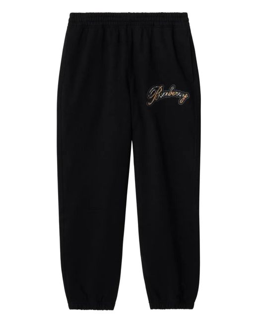 Burberry Black Check Cursive Logo Cotton Jogging Pants for men