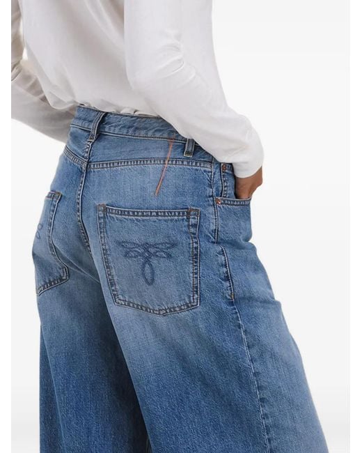 Fortela Blue Jaron Embroidered Baggy Jeans