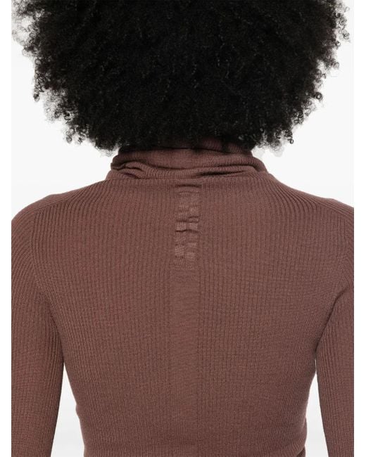 Maglione Ls Tube A Coste di Rick Owens in Brown