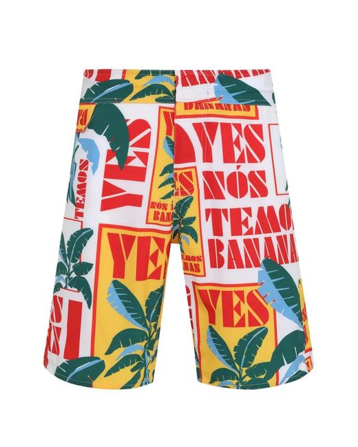Amir Slama White Leaf-Print Deck Shorts for men