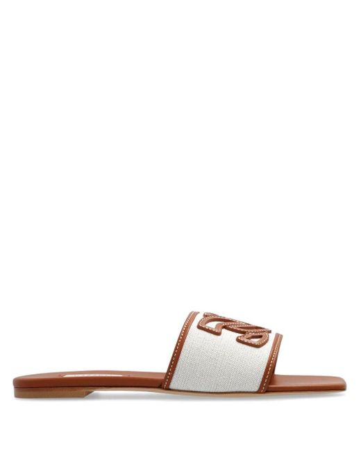 Casadei White Portofino Logo-appliqué Leather Sandals