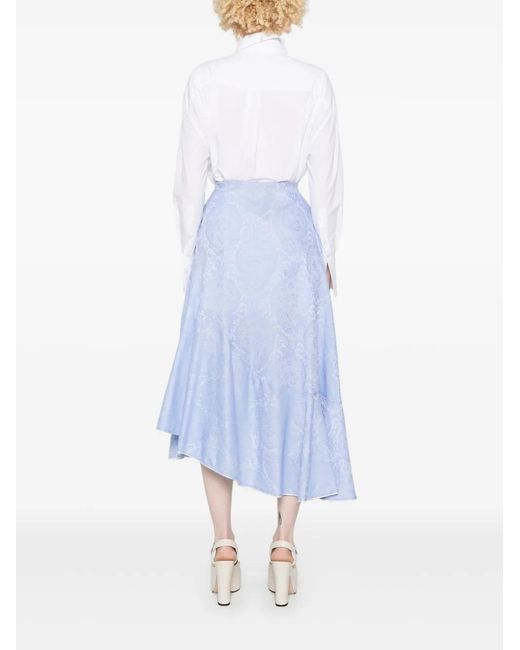 Etro Blue Cotton Skirt With Decorative Pattern