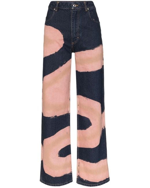 Eckhaus Latta Blue Chemtrail Printed Wide Leg Jeans - Women's - Cotton