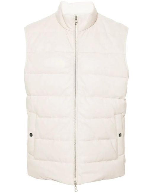 Eleventy White Reversible Padded Gilet for men