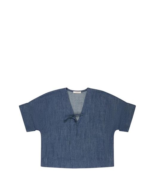 Glanshirt Blue Tie-Detail Denim T-Shirt