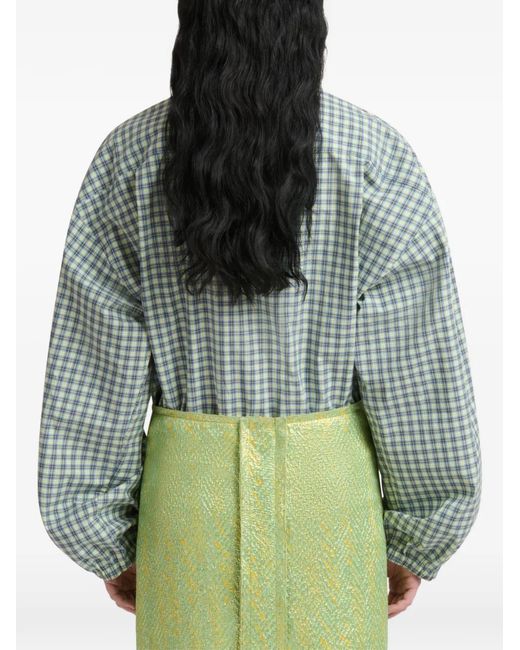 Marni Blue Checked Drawstring Shirt