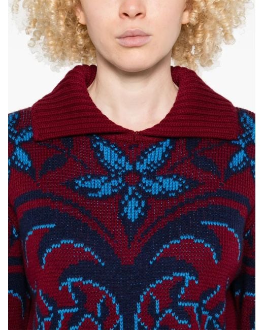 Etro Red Polopullover Aus Woll-Jacquard