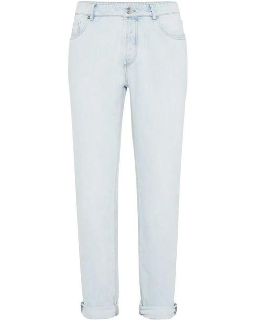 Vaqueros Con Parche Del Logo Brunello Cucinelli de hombre de color Blue