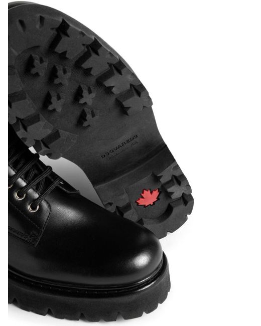 DSquared² Black Icon Plaque Combat Boots