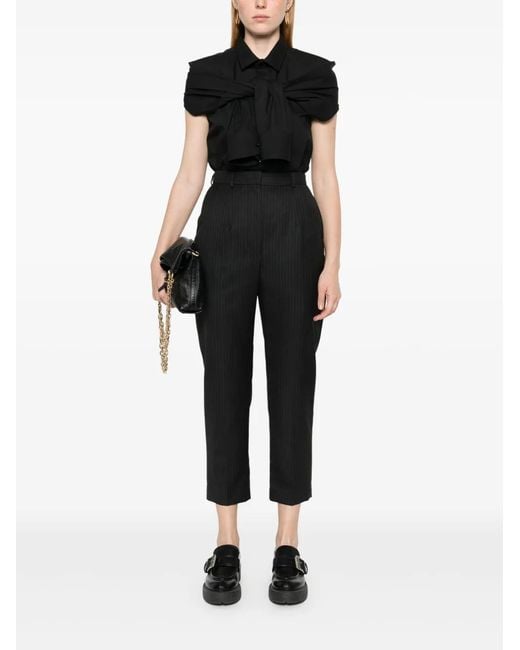 McQueen Black Pinstripe-Pattern Trousers